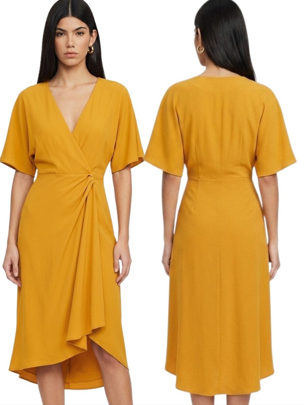 HOUSE OF HARLOW 1960 "Romina" Midi Faux Wrap Dress - Size M